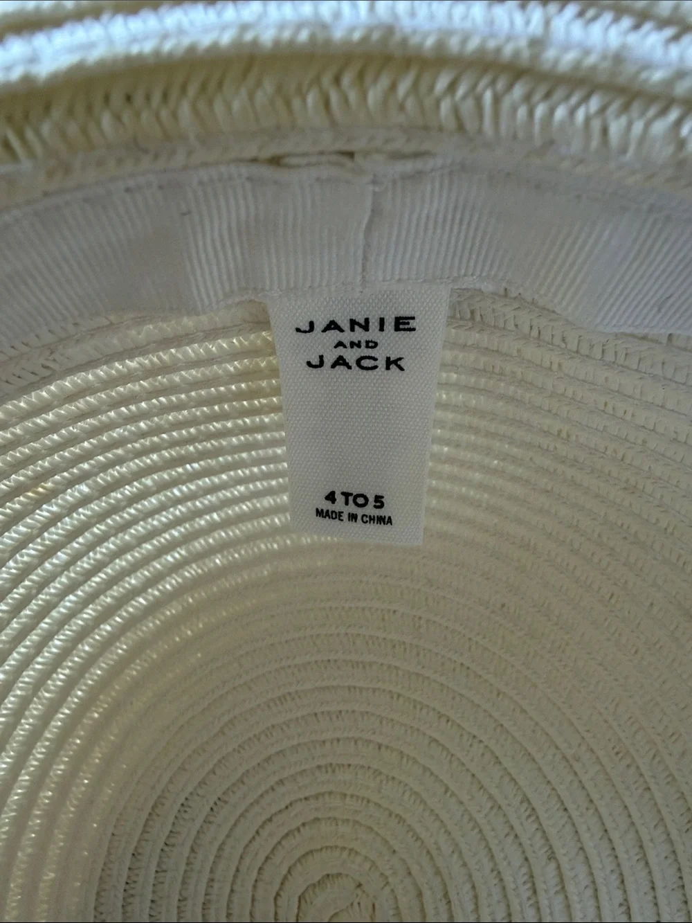 Janie and Jack Cream Straw Sun Hat with Blue Leaf Band